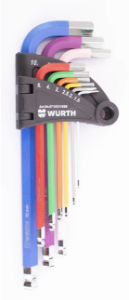 Снимка на К-т шестостени ключове 9 бр. - цветни WURTH 