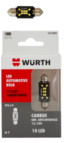 Снимка на LED-CANBUS-10W-T10X41-(SV8,5-8)-12/24V-10 LED-2 бр