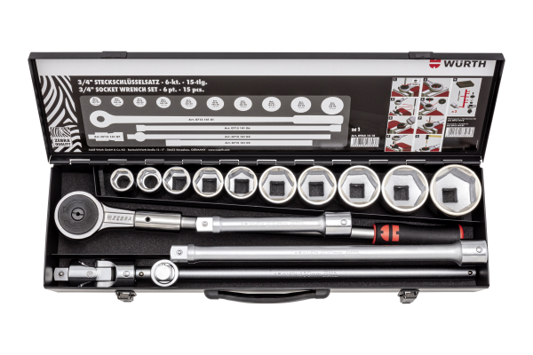 Снимка на К-т тресч.+вложки - 3/4'' -външен  шестостен -15 части ZEBRA