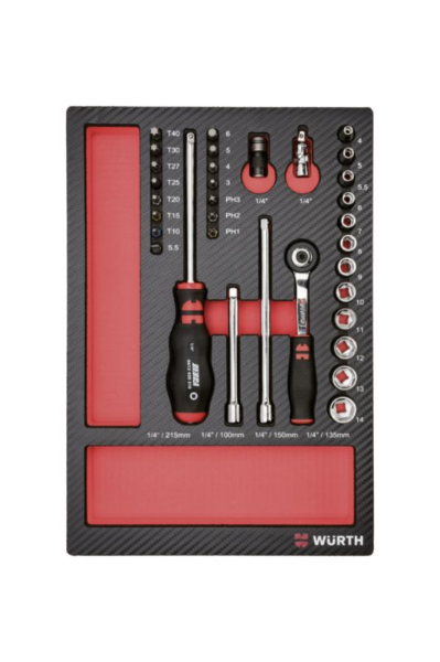 Снимка на Комплект  Вложки и тресчотка 1/4" от 33ч.