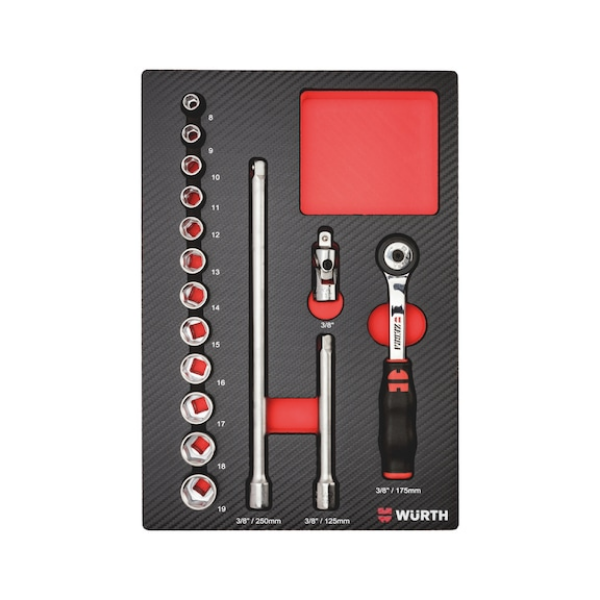 Снимка на Комплект тресчотка и вложки 3/8” - 16 ЧАСТИ 4.4.1.  